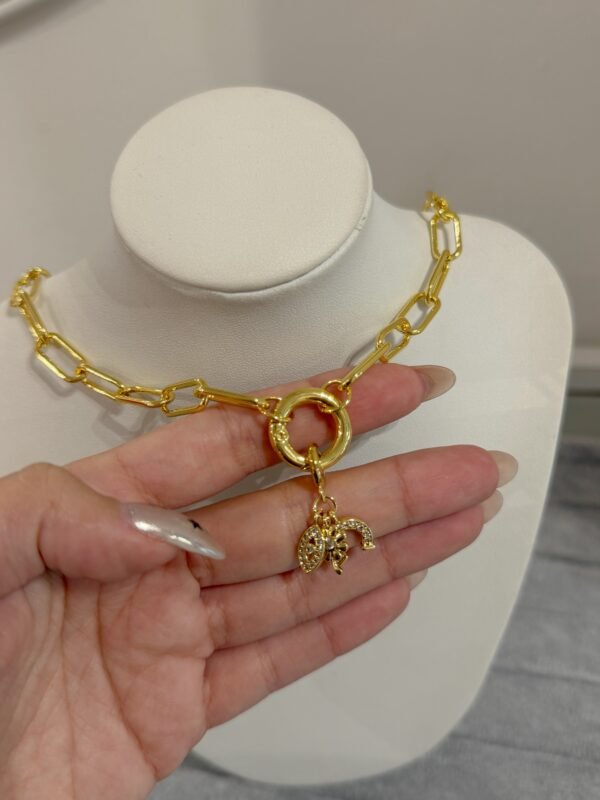 Collar suerte acero dorado