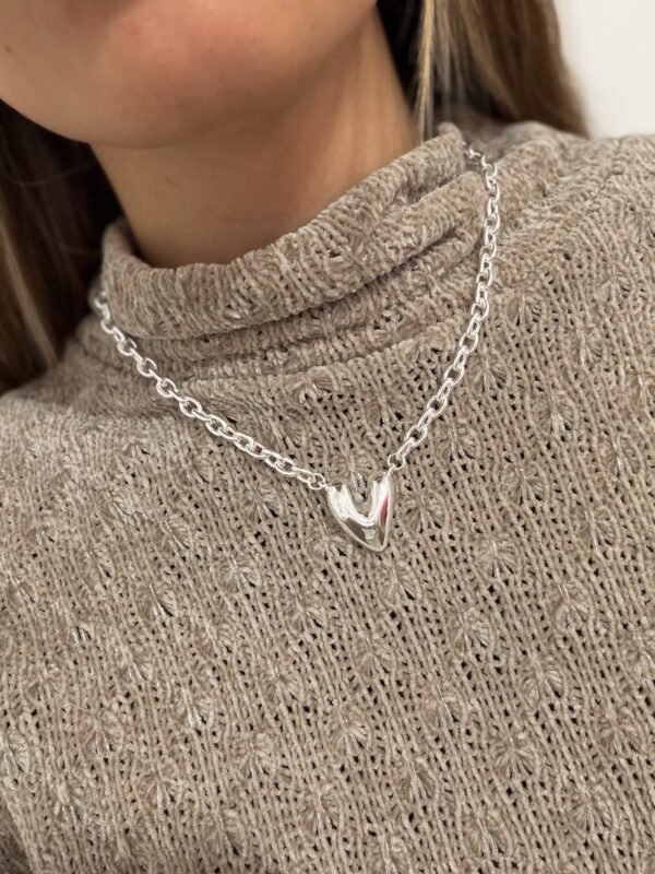 Collar chunky love acero blanco